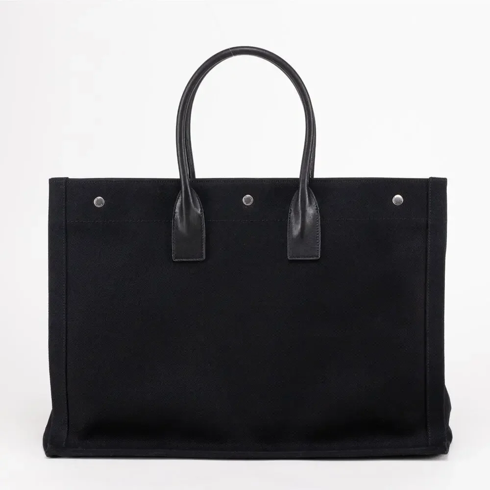 Saint Laurent Rive Gauche Canvas Tote Black&White